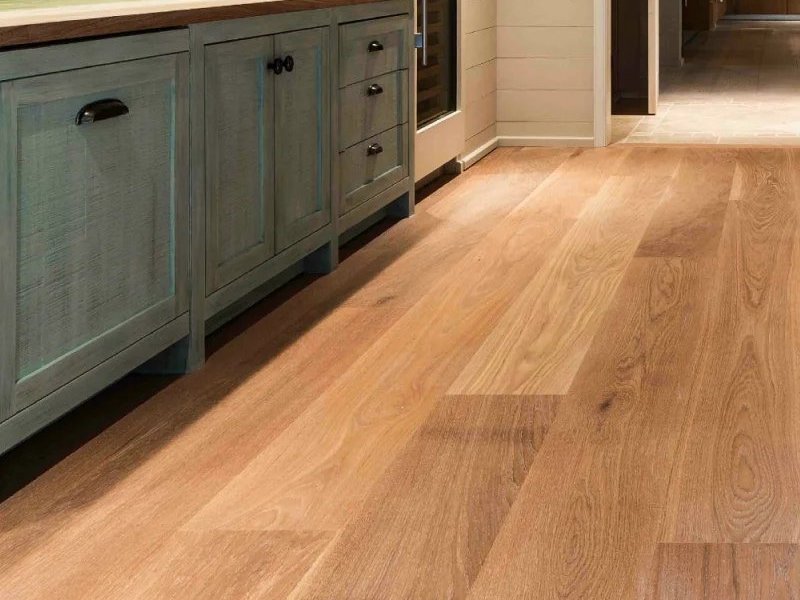 Engineered flooring in an open hallway